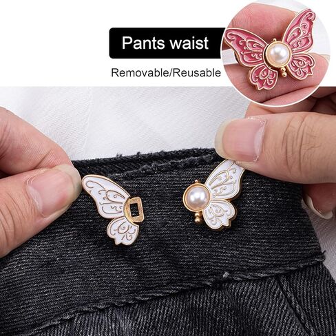 2 Pairs Waist Tightener for Pants Women, Butterfly Button Pins for Loose Jeans Detachable Buckles for Skirts&Short in Kuwait