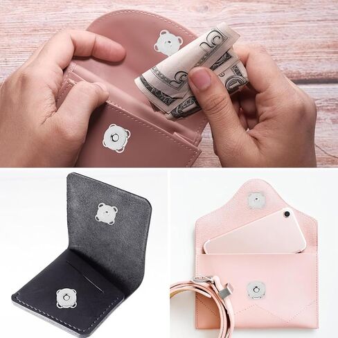 24 Sets Plum Magnetic Snaps Buttons for Sewing 14mm Purse Snap Magnetic Snaps Buttons for Sewing Bags Clothes Craft (Silver) in Kuwait