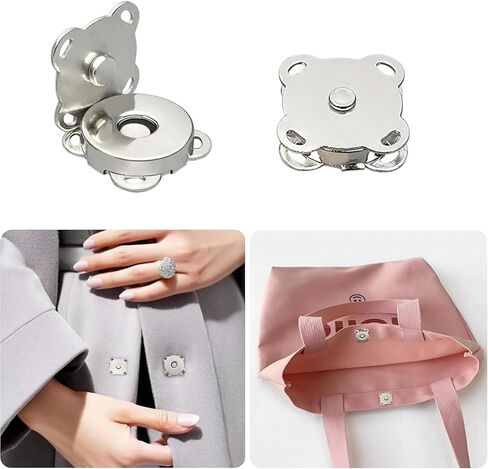 24 Sets Plum Magnetic Snaps Buttons for Sewing 14mm Purse Snap Magnetic Snaps Buttons for Sewing Bags Clothes Craft (Silver) in Kuwait