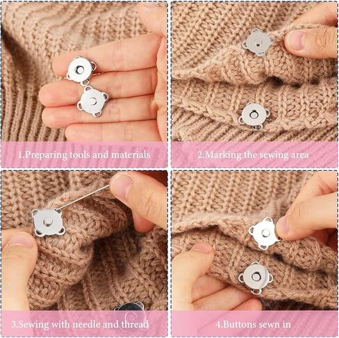 24 Sets Plum Magnetic Snaps Buttons for Sewing 14mm Purse Snap Magnetic Snaps Buttons for Sewing Bags Clothes Craft (Silver) in Kuwait