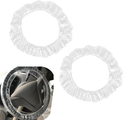 100 PCS Disposable Steering Wheel Cover, Plastic Wheel Wrap Protector, 14.5 to 15 Inch Waterproof Steering Cover, Universal for Most Cars, Trucks, SUVs (White) in Saudi Arabia