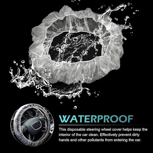 100 PCS Disposable Steering Wheel Cover, Plastic Wheel Wrap Protector, 14.5 to 15 Inch Waterproof Steering Cover, Universal for Most Cars, Trucks, SUVs (White) in Saudi Arabia