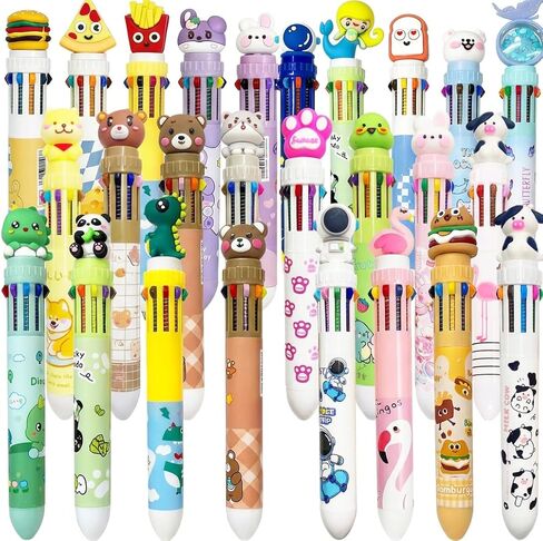 20 Pcs Cute Cartoon 10-Color fidget Pens, Bulk Multicolor Ballpoint Pens, Party Favors for Kids 8-12, Goodie Bag Stuffers, Birthday Party Gifts, Classroom Prizes in Saudi Arabia