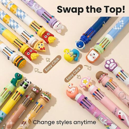 20 Pcs Cute Cartoon 10-Color fidget Pens, Bulk Multicolor Ballpoint Pens, Party Favors for Kids 8-12, Goodie Bag Stuffers, Birthday Party Gifts, Classroom Prizes in Saudi Arabia