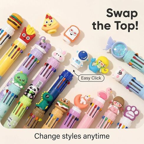 20 Pcs Cute Cartoon 10-Color fidget Pens, Bulk Multicolor Ballpoint Pens, Party Favors for Kids 8-12, Goodie Bag Stuffers, Birthday Party Gifts, Classroom Prizes in Saudi Arabia