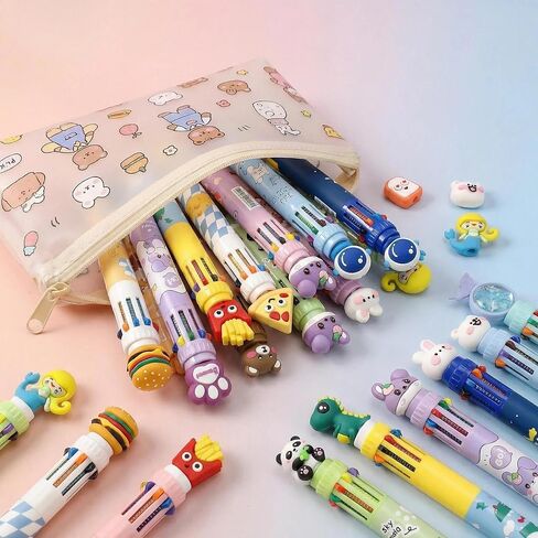 20 Pcs Cute Cartoon 10-Color fidget Pens, Bulk Multicolor Ballpoint Pens, Party Favors for Kids 8-12, Goodie Bag Stuffers, Birthday Party Gifts, Classroom Prizes in Saudi Arabia
