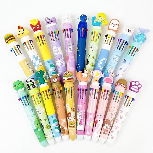 20 Pcs Cute Cartoon 10-Color fidget Pens, Bulk Multicolor Ballpoint Pens, Party Favors for Kids 8-12, Goodie Bag Stuffers, Birthday Party Gifts, Classroom Prizes in Saudi Arabia