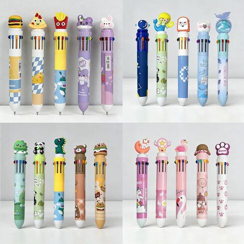 20 Pcs Cute Cartoon 10-Color fidget Pens, Bulk Multicolor Ballpoint Pens, Party Favors for Kids 8-12, Goodie Bag Stuffers, Birthday Party Gifts, Classroom Prizes in Saudi Arabia