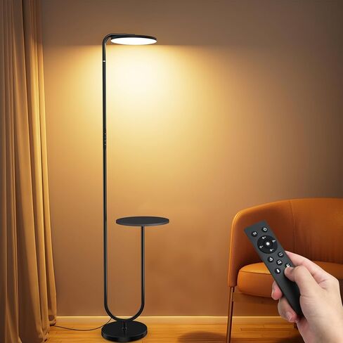 SIBRILLE 36W LED Floor Lamp with Table, Super Bright Standing Lamp, Modern Stepless Dimmable Torchiere Tall Lamp with Remote Control, 350°Rotating Head Floor Lamp for Living Room, Bedroom, Office in Kuwait
