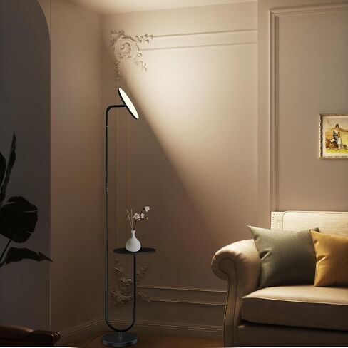 SIBRILLE 36W LED Floor Lamp with Table, Super Bright Standing Lamp, Modern Stepless Dimmable Torchiere Tall Lamp with Remote Control, 350°Rotating Head Floor Lamp for Living Room, Bedroom, Office in Kuwait