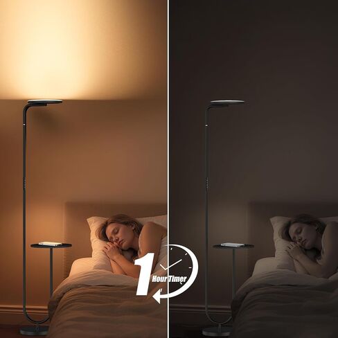 SIBRILLE 36W LED Floor Lamp with Table, Super Bright Standing Lamp, Modern Stepless Dimmable Torchiere Tall Lamp with Remote Control, 350°Rotating Head Floor Lamp for Living Room, Bedroom, Office in Kuwait