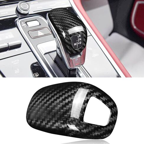 Compatible wth Carbon Fiber Gear Shift Knob Cover Automotive Shift Lever Decoration for Porsche Panamera 2017-2023 (Black) in Kuwait
