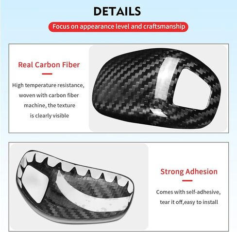 Compatible wth Carbon Fiber Gear Shift Knob Cover Automotive Shift Lever Decoration for Porsche Panamera 2017-2023 (Black) in Kuwait