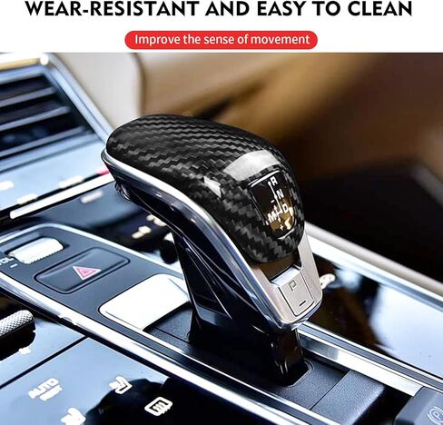 Compatible wth Carbon Fiber Gear Shift Knob Cover Automotive Shift Lever Decoration for Porsche Panamera 2017-2023 (Black) in Kuwait