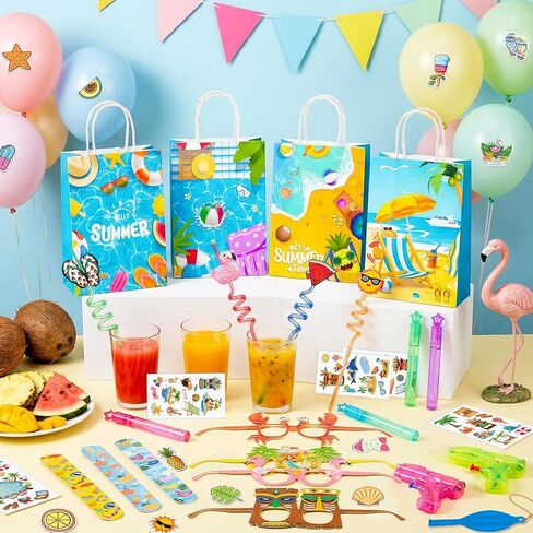 Pool Beach Birthday Party Favors Fillers, 150pcs Pool Birthday Party Decorations Set Including Pool Goodie Bag Wands Slap Bands Paper Glasses Water Gun etc Pool Birthday Party Favors Supplies in Kuwait