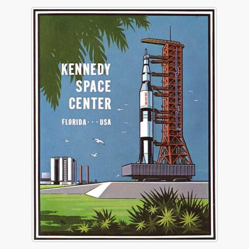 MAGNET Kennedy Space Center Vintage Retro Patch Magnetic Vinyl Sticker Decal Magnet 5" in Kuwait