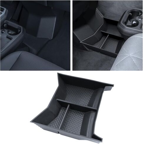 For BMW iX Lower Console Tray - Compatible with 2022-2026 BMW iX Center Console Organizer Tray [2026 Patented Design] with Anti-Slip Thick Liquid Silicone Mat - [Car Food Tray] [2-Compartment] - Black in Saudi Arabia