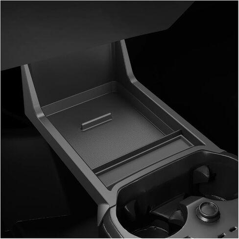 For BMW iX Lower Console Tray - Compatible with 2022-2026 BMW iX Center Console Organizer Tray [2026 Patented Design] with Anti-Slip Thick Liquid Silicone Mat - [Car Food Tray] [2-Compartment] - Black in Saudi Arabia