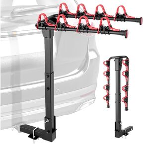 Bike Rack for Car, Bike Rack Hitch Mount with 2'' Hitch Receiver, 4 Bike Capacity 165 Load, Tiltable & Foldable for Trunk Access, Bike Rack Hitch for SUV/Truck/RV, Ratchet Straps in Saudi Arabia