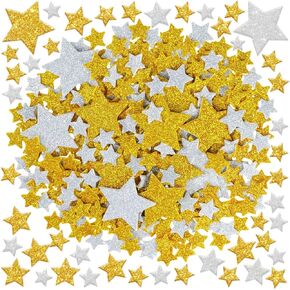1032Pcs Foam Stickers Glitter Star Sticker Gold Silver Foam Stars Stickers Self Adhesive Star Sticker for Reward Scrapbooking Teacher Crafts Arts Poster Board Water Bottles Home Christmas Party Decor in Saudi Arabia