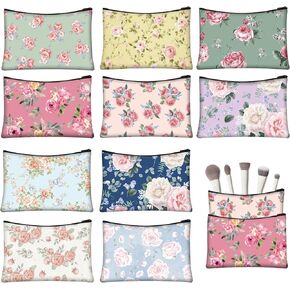 10 Pcs Leopard Canvas Makeup Bags for Women Leopard Cosmetic Bags with Zipper Bulk Pencil Bag Travel Toiletry Pouch Gift for Baby Shower Animal Theme Party in Saudi Arabia