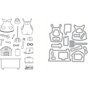 إلين هوتسون، Essentials by Ellen، مجموعة Bear Ware Dress Up 2 Stamp & Die Set Combo (إحداثيات مع مجموعة الطوابع الداخلية بالكامل - تباع بشكل منفصل)، الختم، صناعة البطاقات، الحرف الورقية، سجل القصاصات، الأعمال اليدوية in Kuwait
