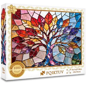1000 Piece Adult Puzzle, Stained Glass Cat with Sunglasses, Jigsaw Puzzles with Letters on Back Impossible Challenging Puzzle, Family Puzzle Decoration Challenging Puzzles (27.56x19.7 Inch) in Saudi Arabia