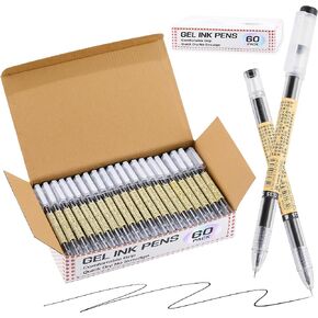 Japanese Style 60 Pack Black Ballpoint Pens Bulk, 0.35mm Extra Fine Point, No Bleed No Smear, Cap Design for School Office Teacher Bulk Buying Wholesale Journaling in Saudi Arabia