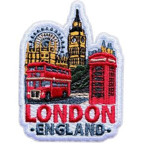 London England Patch for Backpacks Hats Jeans Bags, Size 3" Iron On or Sew On Patches, UK Travel Souvenir Embroidery Patches Appliques for Clothes, Adventure Aesthetic Patch for Travel Lovers in Saudi Arabia