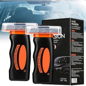 2 PCS Glass Oil Film Remover for Car, Glass Emulsion Cleaner, Roll-On Glass Compound with Cleaning Board for Cars Window, Windshield, Crystal Clear View in Saudi Arabia