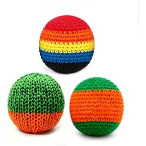 TLM Rainbow Knitted Footbags Set - Colorful Crochet Foot Bag Kick Balls for Adults and Beginners, Small Kick Sack for Juggling Practice, Indoor Outdoor Games, Party Favors and Group Play (3) in Saudi Arabia