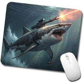 Shark with Laser Gun Mounted On Its Back Low Profile Mouse Pad Mat in Kuwait