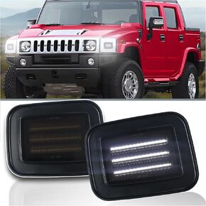 Smoke LED Front Corner Side Marker Lights Kit for 2003-2009 Hummer H2 | Switchback White DRL & Amber Sequential Turn Signals | 2-Piece Replacement Front Bumper Indicator Lights in Saudi Arabia