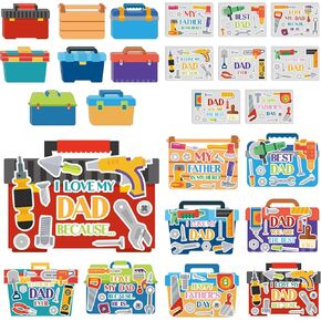 24Pcs Father's Day Card Crafts for Kids, DIY Cardboard Tool Box Cards Making Kit, Make Your Own Tool Box Greeting Cards for Father's Day Dad Birthday Dad Cards Classroom Activities Home Supply in Kuwait