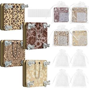 Mini Flower Press Kit - 4 Pack Small Wooden Press for Real Flowers, Includes Blotting Papers & Organza Bags, Pocket Portable DIY Plant Preservation Art Gift for Christmas Women, Girls & Plant Lovers in Saudi Arabia