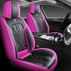 Comfortable Leather Auto Car Seat Covers Front & Rear Seat Protector Fit Sedan SUV 5 Seats Full Set Universal Fit (White Grey) in Saudi Arabia