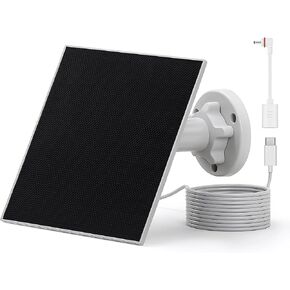 Morkianum 5W ETFE Solar Panel for Security Camera, DC 5V Outdoor Solar Charger with USB-C Port, DC35*135mm Connector for Ring, IP65 Waterproof 6.56ft Cable, 360° Adjustable Bracket in Kuwait
