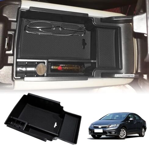 Center Console Armrest Storage Box Compatible with Honda Civic 2012 2013 2014 2015 ABS Tray Insert Organizer Glove Pallet in Kuwait