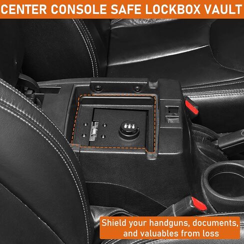 Hooke Road JK Wrangler Center Console Safe Lockbox Insert Armrest Storage for 2011-2018 Jeep Wrangler JK & Unlimited, Heavy Duty Black Steel Password Lock Box Vault in Kuwait