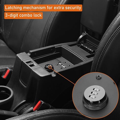 Hooke Road JK Wrangler Center Console Safe Lockbox Insert Armrest Storage for 2011-2018 Jeep Wrangler JK & Unlimited, Heavy Duty Black Steel Password Lock Box Vault in Kuwait
