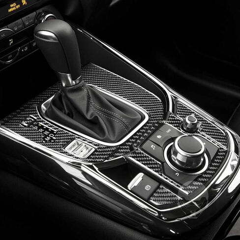 Real Premium Carbon Fiber Sticker Set Car Center Console Gear Shift Panel Multimedia Control Frame Cover Trim Compatible with Mazda CX-9 CX9 2016-2023 Auto Interior Accessories Black in Saudi Arabia