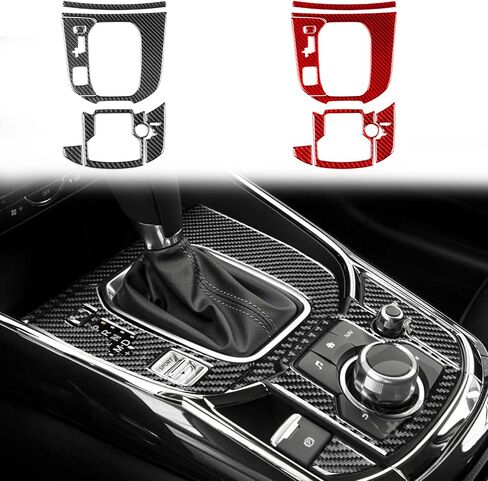 Real Premium Carbon Fiber Sticker Set Car Center Console Gear Shift Panel Multimedia Control Frame Cover Trim Compatible with Mazda CX-9 CX9 2016-2023 Auto Interior Accessories Black in Saudi Arabia
