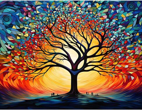 Puzzles for Adults 1000 Pieces - Stained Glass Tree on Sunset Jigsaw Puzzles 1000 Pieces - Challenging Jigsaw Puzzles for Game Nights, Vibrant Colors & Premium Quality in Saudi Arabia