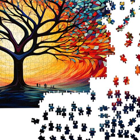 Puzzles for Adults 1000 Pieces - Stained Glass Tree on Sunset Jigsaw Puzzles 1000 Pieces - Challenging Jigsaw Puzzles for Game Nights, Vibrant Colors & Premium Quality in Saudi Arabia