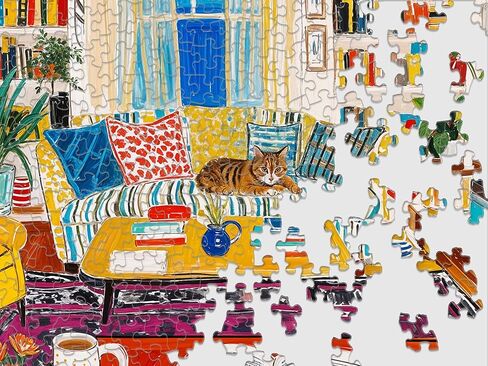 Springbok Cozy Reading Nook 500 Piece Jigsaw Puzzle for Adults & Family - Poster Now Included - Cozy Library Scene, Books & Reading Art - Unique Cut Pieces - Made in USA in Kuwait