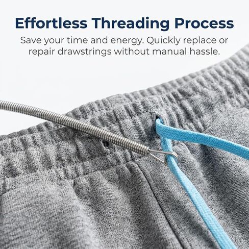 2 Pcs Spring Drawstring Needle Threader Tool Set, Metal Easy Rope and Elastic Threader for Hoodies, Sweatpants, Waistbands, DIY Sewing Repairs, Drawstring Replacement Clip with Round Head Design in Saudi Arabia