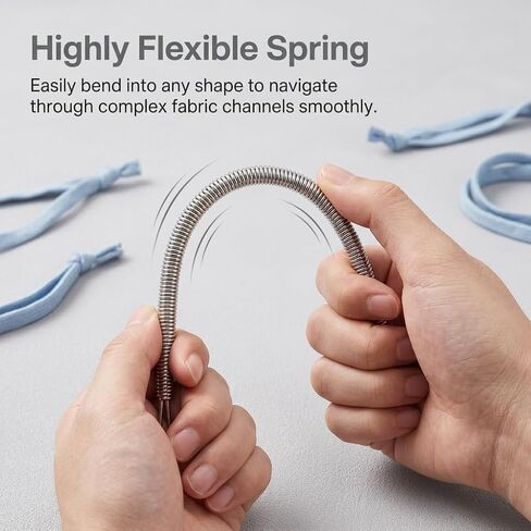 2 Pcs Spring Drawstring Needle Threader Tool Set, Metal Easy Rope and Elastic Threader for Hoodies, Sweatpants, Waistbands, DIY Sewing Repairs, Drawstring Replacement Clip with Round Head Design in Saudi Arabia
