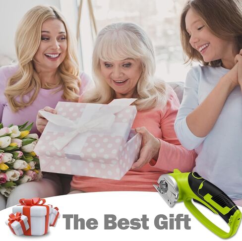 Cordless Electric Scissors, 4V Box Cutter & Cardboard Cutter with 2 Titanium Blades - Rotary Cutter with LED Light for Fabric, Leather, Carpet, Plastic, Crafting + Storage Case (Green) in Saudi Arabia