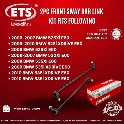 ETS 2 قطعة الجبهة اليسرى واليمنى Sway Bar Stabilizer End Link Kit K750213 K750214 يناسب BMW 525xi 2006-2007، 530xi 2006-2007، 528xi 2008، 535xi 2008، 528i/535i xDrive 2009-2010 in Kuwait