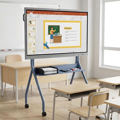 Smart Board Stand for Interactive Whiteboard 55"-86", Mobile Stand with 4 Lockable Wheels, Whiteboard Portable Cart for the Modern Office School Classroom Home, Stable, Easy to Install and Move in Saudi Arabia